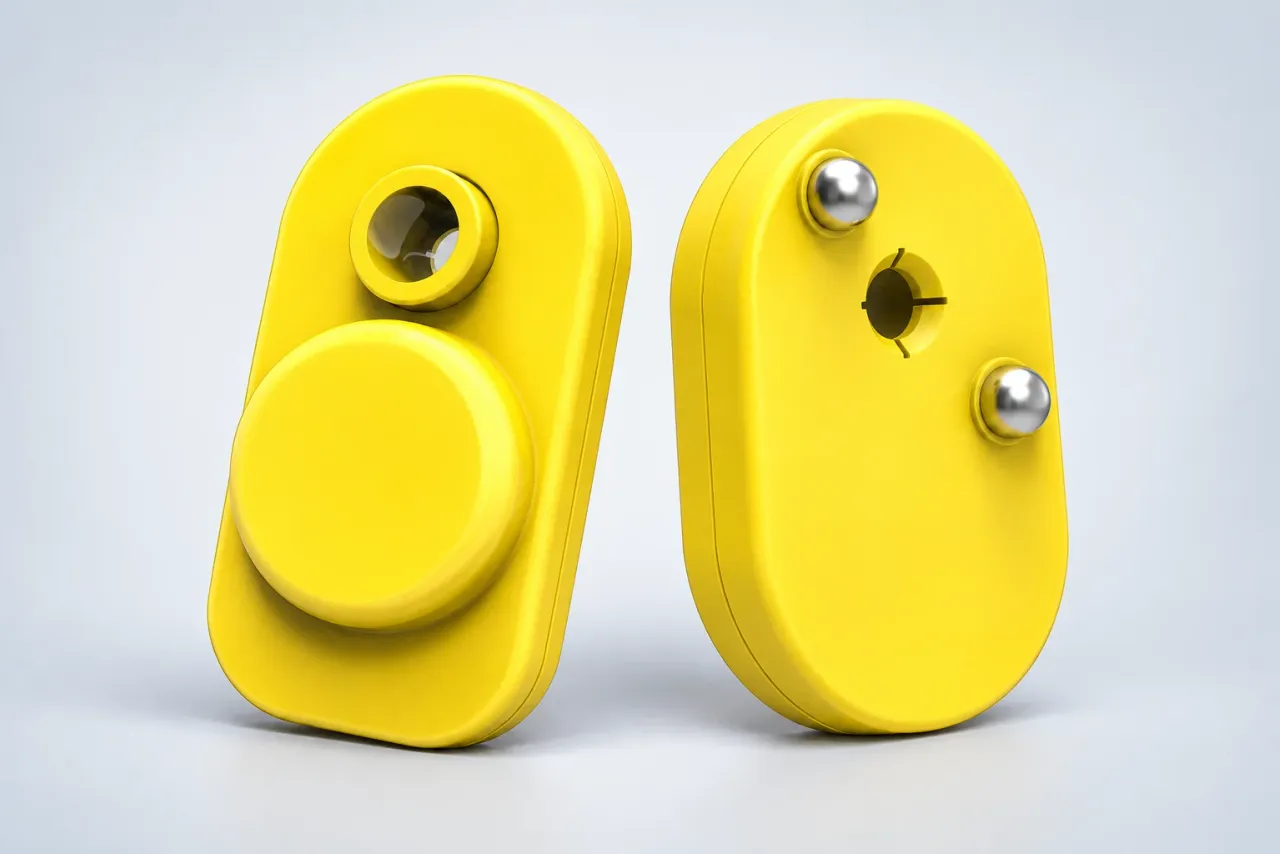 Herdwize Smart Eartag single-point and dual-point electronic ear tags in yellow