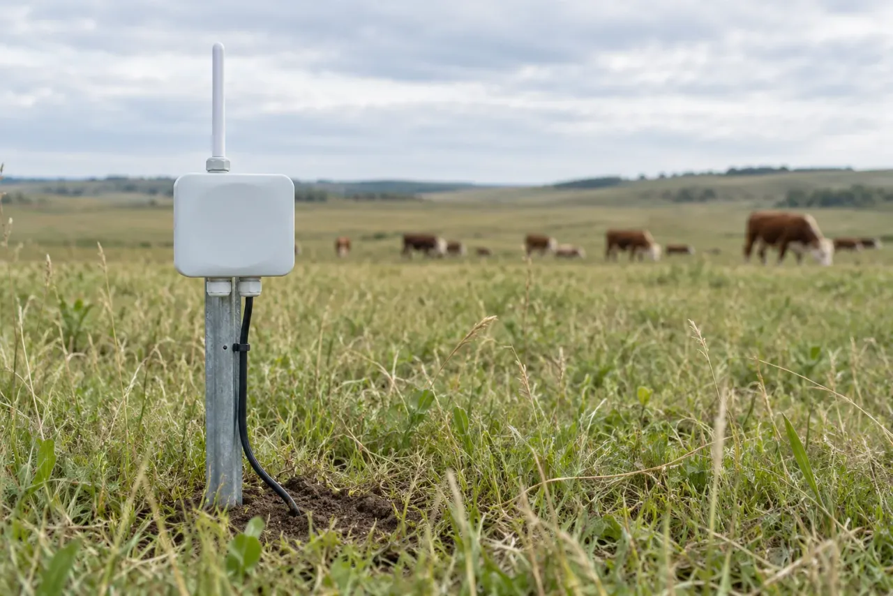 Soil sensor installed in pasture